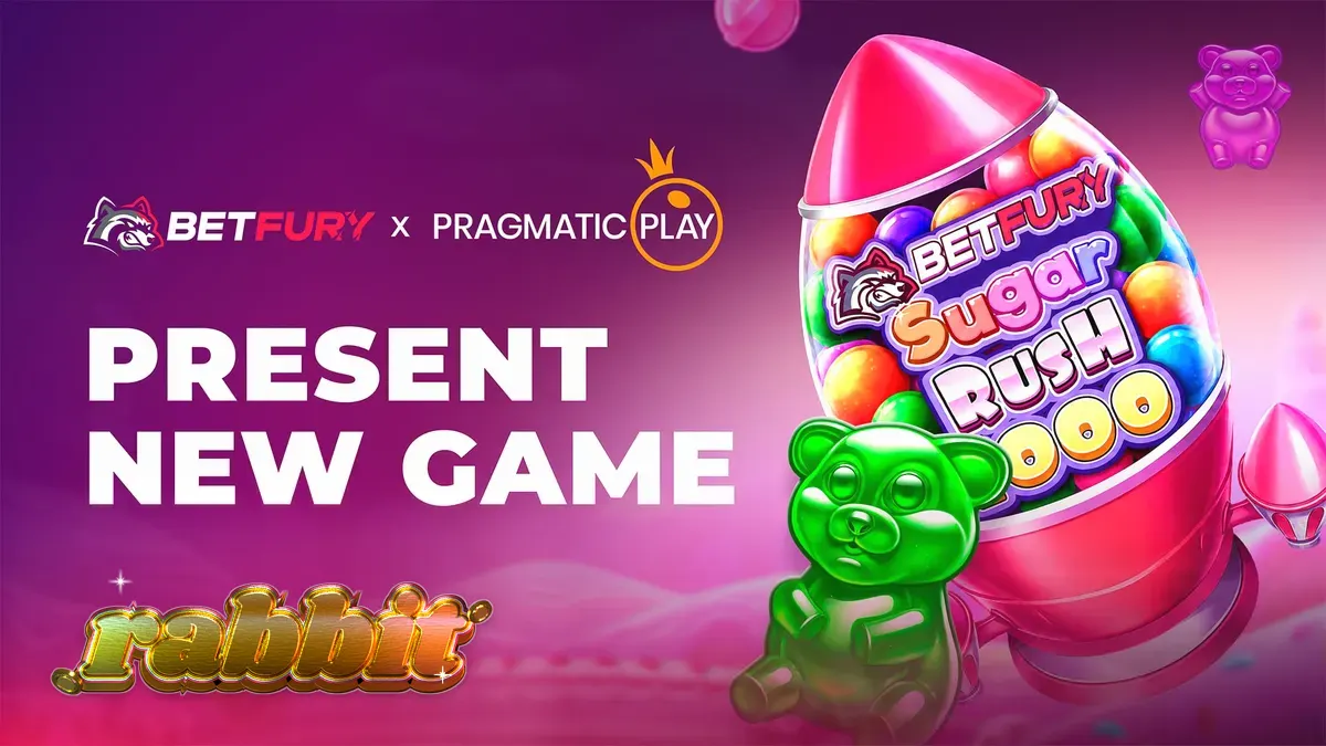 Tampilan visual slot BetFury Sugar Rush 1000 dengan elemen permen berwarna-warni